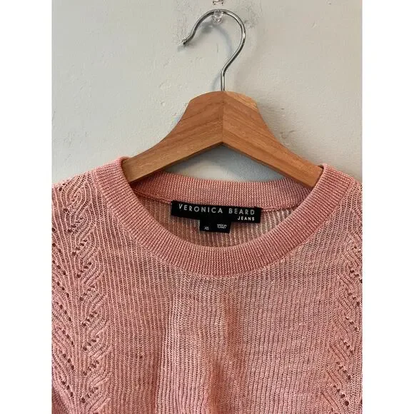 Veronica Beard Dusty Pink Kellen Pointelle Knit Sweater Tank - Picture 8 of 9